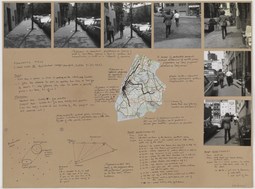a paper with photos, notes, and a map