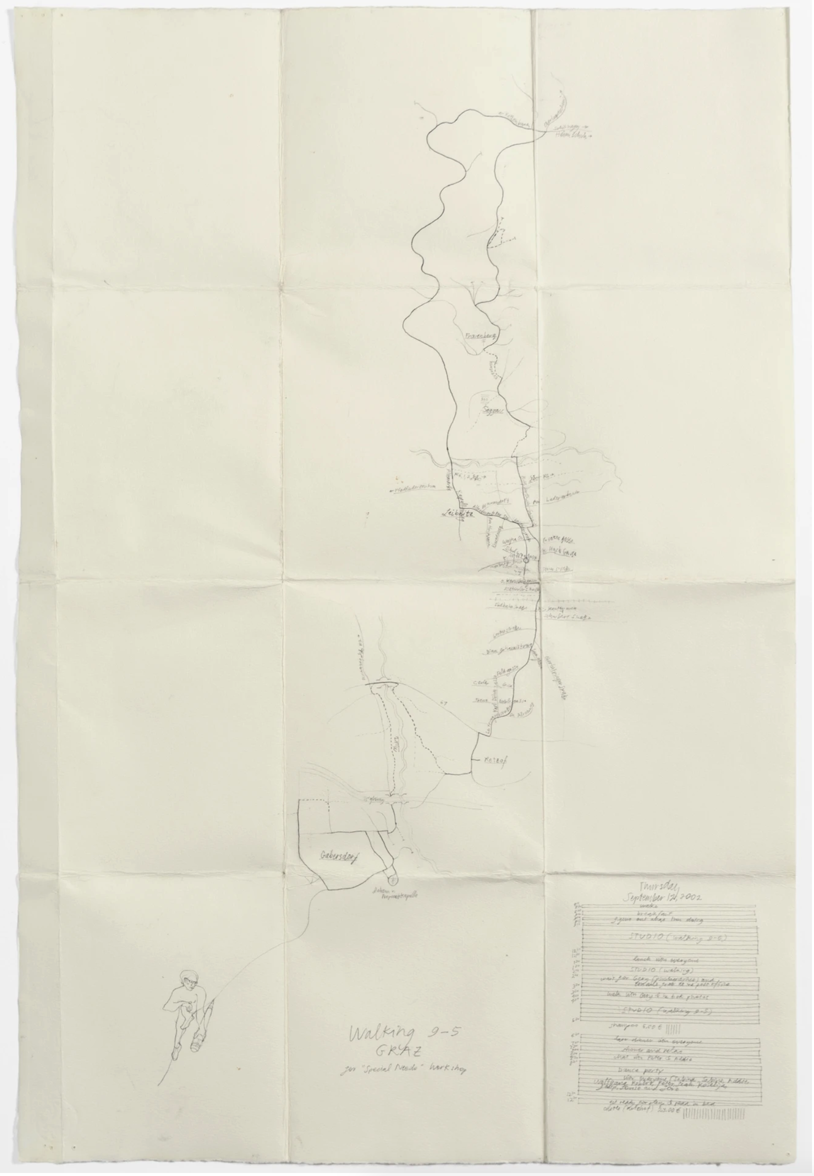 drawing of map on folded paper