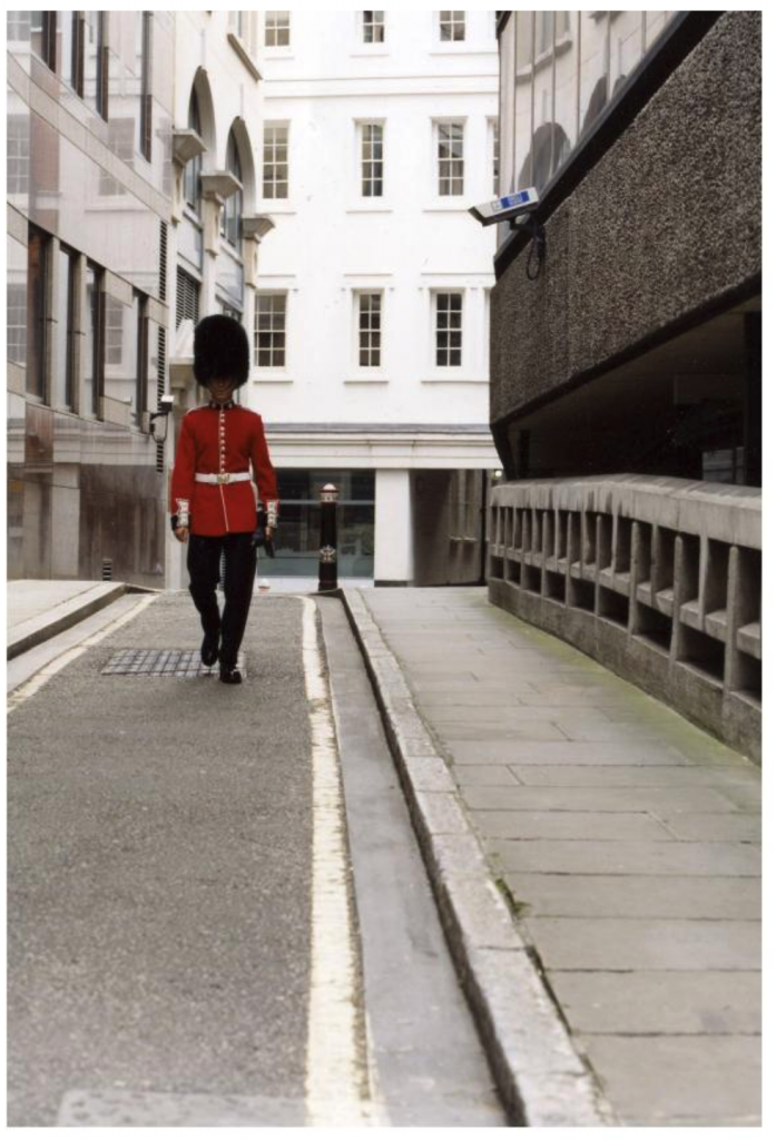 a marching british guard