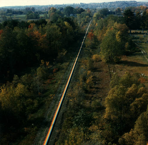 aerial photo of striped path