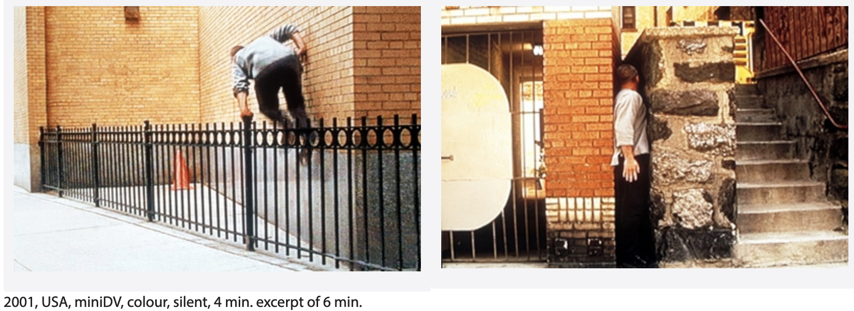 man jumping fences and fitting into narrow passages