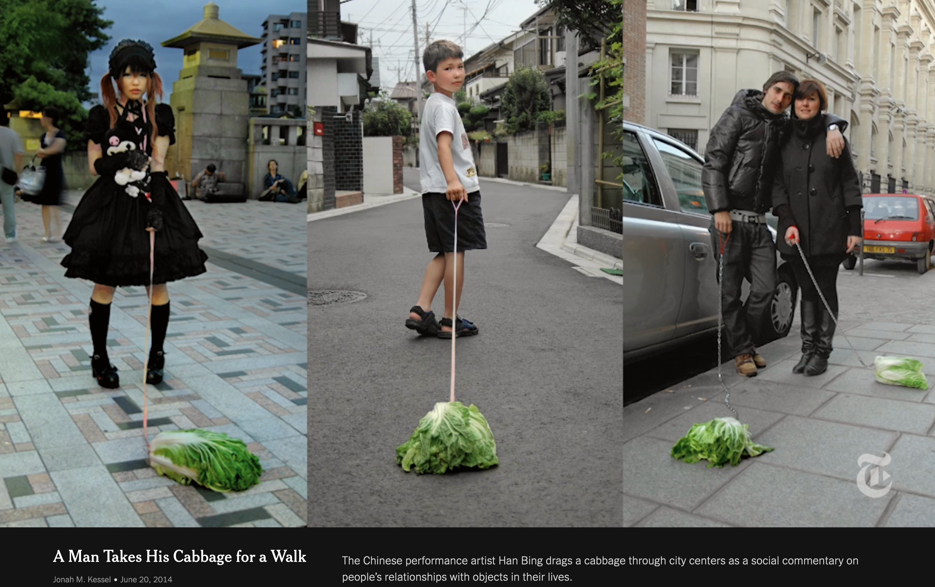 people walking cabbages