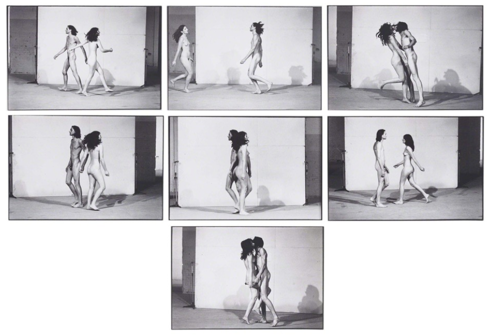 photos of two nude people walking into each other
